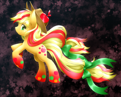 Size: 700x560 | Tagged: safe, artist:hashioaryut, applejack, earth pony, pony, g4, cute, female, jackabetes, mare, pixiv, rainbow power, solo