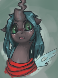 Size: 600x800 | Tagged: dead source, safe, artist:zilvtree-zauani, queen chrysalis, changeling, changeling queen, g4, cute, cutealis, female, solo, younger