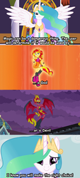 Size: 450x1000 | Tagged: safe, edit, screencap, princess celestia, sunset shimmer, equestria girls, g4, my little pony equestria girls: rainbow rocks, mazinger, mazinger z, ponied up, screencap comic, shout out, sunset satan