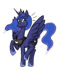 Size: 1224x1530 | Tagged: safe, artist:redanon, princess luna, g4, cute, female, frown, looking at you, raised hoof, raised leg, solo, spread wings, surprised, sweatdrop, wide eyes