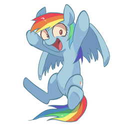 Size: 1000x1092 | Tagged: safe, artist:akomaru, rainbow dash, g4, female, looking at you, pixiv, solo