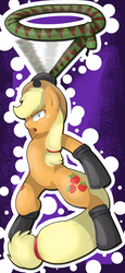 Size: 1280x2780 | Tagged: safe, artist:chipflake, applejack, pony, snake, g4, bipedal, both cutie marks, female, fireproof boots, lasso, solo