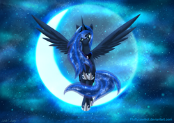 Size: 5000x3551 | Tagged: safe, artist:fluffycawwot, princess luna, g4, female, moon, solo