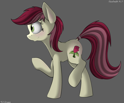 Size: 1596x1324 | Tagged: safe, artist:allyster-black, roseluck, earth pony, pony, g4, female, mare, simple background, solo, tail wrap