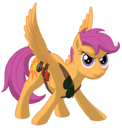 Size: 1835x1920 | Tagged: safe, artist:nebulastar985, scootaloo, pegasus, pony, g4, alternate cutie mark, dynamite, female, filly, grenade, simple background, solo, this will end in tears, transparent background