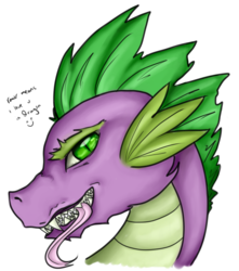 Size: 800x903 | Tagged: safe, artist:bumblebeesandroses, spike, g4, male, portrait, simple background, solo, tongue out, transparent background