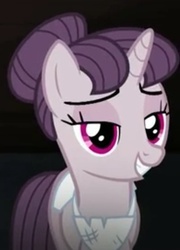 Size: 293x407 | Tagged: safe, screencap, sugar belle, pony, unicorn, g4, season 5, the cutie map, clothes, cropped, female, hair bun, lidded eyes, mare, solo