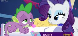 Size: 999x458 | Tagged: safe, screencap, rarity, spike, castle sweet castle, g4, discovery family, discovery family logo, female, lidded eyes, male, shipping fuel
