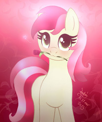 Size: 920x1100 | Tagged: safe, artist:joakaha, roseluck, pony, g4, female, mouth hold, rose, solo