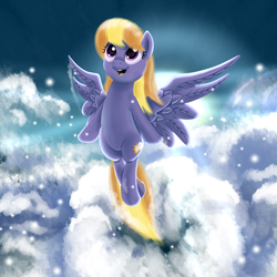 Size: 2000x2000 | Tagged: safe, artist:php87, cloud kicker, pegasus, pony, g4, background pony, female, flying, solo