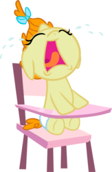 Size: 800x1230 | Tagged: safe, artist:andreavalentina991, pumpkin cake, pony, g4, baby, baby pony, chair, crying, diaper, female, filly, foal, highchair, simple background, solo, transparent background, vector