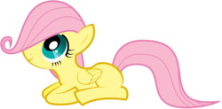 Size: 900x441 | Tagged: safe, artist:omniferious, fluttershy, pony, g4, cute, female, filly, filly fluttershy, hair over one eye, happy, looking up, prone, simple background, smiling, solo, transparent background