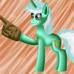 Size: 3000x3000 | Tagged: safe, artist:adinator99, lyra heartstrings, pony, g4, female, foam finger, high res, solo