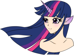 Size: 1412x1044 | Tagged: safe, artist:kiwi, twilight sparkle, elf, human, g4, horn, horned humanization, humanized, twilight sparkle (alicorn)