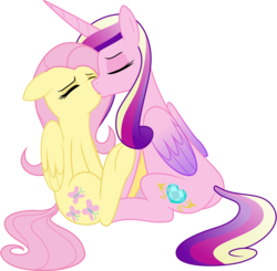 Size: 5100x5000 | Tagged: safe, artist:byteslice, artist:mcsadat, fluttershy, princess cadance, alicorn, pegasus, pony, g4, absurd resolution, adultery, crack shipping, cute, cutie mark, duo, eyes closed, female, floppy ears, flutterdance, kiss on the lips, kissing, lesbian, mare, missing accessory, raised eyebrow, raised hoof, shipping, simple background, sitting, svg, transparent background, underhoof, vector