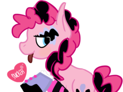 Size: 615x459 | Tagged: safe, artist:discorcl, pinkie pie, earth pony, pony, g4, female, mare, pinkie pie's boutique, ponymania, simple background, solo, tongue out, transparent background