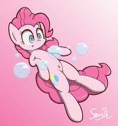 Size: 2700x2900 | Tagged: safe, artist:sheandog, part of a set, pinkie pie, g4, belly button, bubble, female, high res, solo