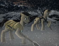 Size: 4200x3300 | Tagged: safe, artist:ruirik, oc, oc only, oc:mirror image, pony, unicorn, armor, snow, snowfall