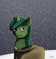 Size: 1682x1792 | Tagged: safe, artist:ruirik, clover the clever, pony, unicorn, g4, snow, snowfall, solo
