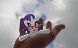 Size: 1920x1200 | Tagged: safe, artist:bryal, rarity, g4, glasses, hand, irl, photo, ponies in real life, tiny ponies
