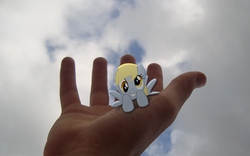 Size: 1920x1200 | Tagged: safe, artist:bryal, derpy hooves, pegasus, pony, g4, female, hand, irl, mare, photo, ponies in real life, tiny ponies
