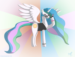 Size: 6032x4632 | Tagged: safe, artist:skipsy, princess celestia, alicorn, pony, g4, abstract background, absurd resolution, business, business suit, businessmare, cellphone, clothes, ear piercing, earring, female, jewelry, phone, piercing, solo, suit, sunglasses, watch