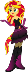 Size: 2127x5500 | Tagged: safe, artist:theshadowstone, sunset shimmer, equestria girls, g4, boots, clothes, dress, fall formal outfits, female, ponied up, shoes, simple background, solo, transparent background, vector