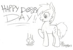 Size: 1024x704 | Tagged: safe, artist:theo46, derpy hooves, pegasus, pony, g4, derpy day, derpy day 2015, female, mare, monochrome, solo