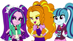 Size: 1280x720 | Tagged: safe, artist:trixiesparkle63, adagio dazzle, aria blaze, sonata dusk, equestria girls, g4, simple background, the dazzlings, transparent background, trio, vector