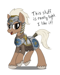 Size: 1500x1880 | Tagged: safe, artist:anearbyanimal, earth pony, pony, armor, crossover, epona, female, mare, ponified, simple background, the legend of zelda, transparent background, triforce, wip