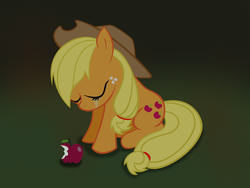 Size: 1600x1200 | Tagged: safe, artist:davrockist, applejack, g4, apple, crying, female, solo, unhapplejack