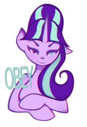 Size: 730x1062 | Tagged: artist needed, safe, starlight glimmer, g4, season 5, the cutie map, female, obey, simple background, solo, transparent background