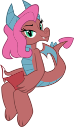 Size: 1962x3364 | Tagged: safe, artist:mellowhen, idw, mina, dragon, friends forever #14, g4, my little pony: friends forever, spoiler:comic, bedroom eyes, claws, comic book, dragon wings, dragoness, fangs, female, horns, idw showified, simple background, solo, transparent background, vector, wings