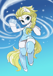Size: 900x1288 | Tagged: safe, artist:shepherd0821, semi-anthro, crossover, elsa, frozen (movie), ponified, solo