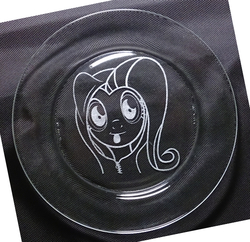 Size: 2233x2160 | Tagged: safe, fluttershy, g4, craft, engraving, glass, high res