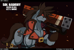 Size: 1435x961 | Tagged: safe, artist:droll3, pony, guilty gear, male, muscles, ponified, sol badguy, solo