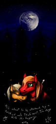 Size: 1148x2528 | Tagged: source needed, safe, artist:captain_fruitslime, applejack, big macintosh, bird, earth pony, owl, pony, g4, brother and sister, duo, duo male and female, female, male, mare, siblings, stallion