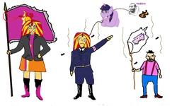 Size: 1256x754 | Tagged: safe, sunset shimmer, twilight sparkle, equestria girls, g4, 1000 hours in ms paint, fedora, flag bearer, hasbro, hat, le happy merchant, ms paint