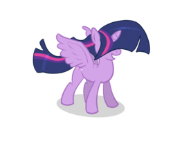 Size: 2400x2000 | Tagged: safe, artist:zapplebow, twilight sparkle, alicorn, pony, g4, bangs, female, grin, hair over eyes, high res, mare, solo, spread wings, twilight sparkle (alicorn)