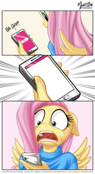 Size: 556x1024 | Tagged: safe, artist:mysticalpha, fluttershy, anthro, g4, exploitable, fluttershy's phone, meme, open mouth, phone, shocked, template