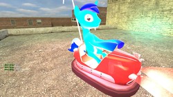 Size: 1176x664 | Tagged: safe, oc, oc only, 3d, building, bumper cars, game, gmod, text