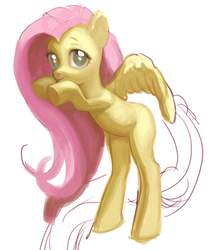 Size: 1150x1336 | Tagged: safe, artist:hasbrony, fluttershy, pegasus, pony, g4, bipedal, bipedal leaning, female, leaning, mare, solo