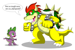 Size: 1340x900 | Tagged: safe, artist:koopa-master, spike, g4, bowser, crossover, male, spikeabuse, super mario bros., this will end in tears and/or death