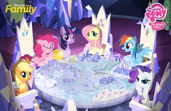Size: 800x518 | Tagged: safe, screencap, applejack, fluttershy, pinkie pie, rainbow dash, rarity, twilight sparkle, alicorn, pony, g4, official, the cutie map, balloon, bedroom eyes, blowing up balloons, cutie map, discovery family, discovery family logo, female, friendship throne, looking at you, mane six, map, mare, open mouth, puffy cheeks, sitting, smiling, spread wings, throne, twilight sparkle (alicorn), twilight's castle, wink