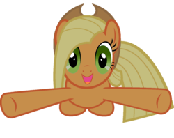 Size: 1139x902 | Tagged: safe, artist:mushroomcookiebear, applejack, earth pony, pony, g4, alternate hairstyle, applemena, female, incoming hug, recolor, solo, straight hair