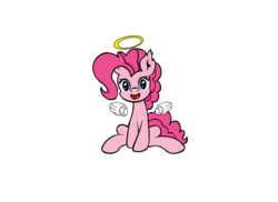 Size: 1100x800 | Tagged: safe, artist:yooyfull, pinkie pie, angel, pony, g4, female, halo, solo