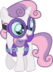 Size: 5000x6797 | Tagged: safe, artist:incognito-i, sweetie belle, pony, unicorn, g4, just for sidekicks, absurd resolution, female, goggles, open mouth, parachute, simple background, skydiving, solo, transparent background, vector