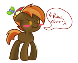 Size: 600x489 | Tagged: safe, artist:lazymunchlax, button mash, g4, angry, colt, foal, hat, male, propeller hat, rage quit, solo