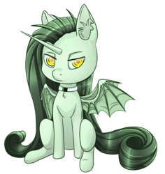 Size: 3500x3700 | Tagged: safe, artist:imreer, oc, oc only, alicorn, bat pony, pony, alicorn oc, collar, high res, solo