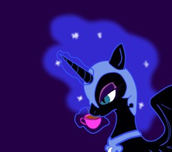 Size: 952x841 | Tagged: artist needed, safe, nightmare moon, g4, cup, drink, drinking, female, magic, solo